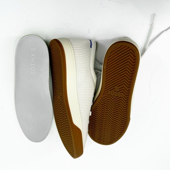 Rothy's Women's Lace Up Knit Lowtop Flat Sneakers Shoes Vanilla Size 9 NWOT - Picture 8 of 9
